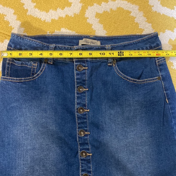 EUC BLUE EPIC unique button front denim mini skirt with fun back pockets size 14 - Picture 2 of 6